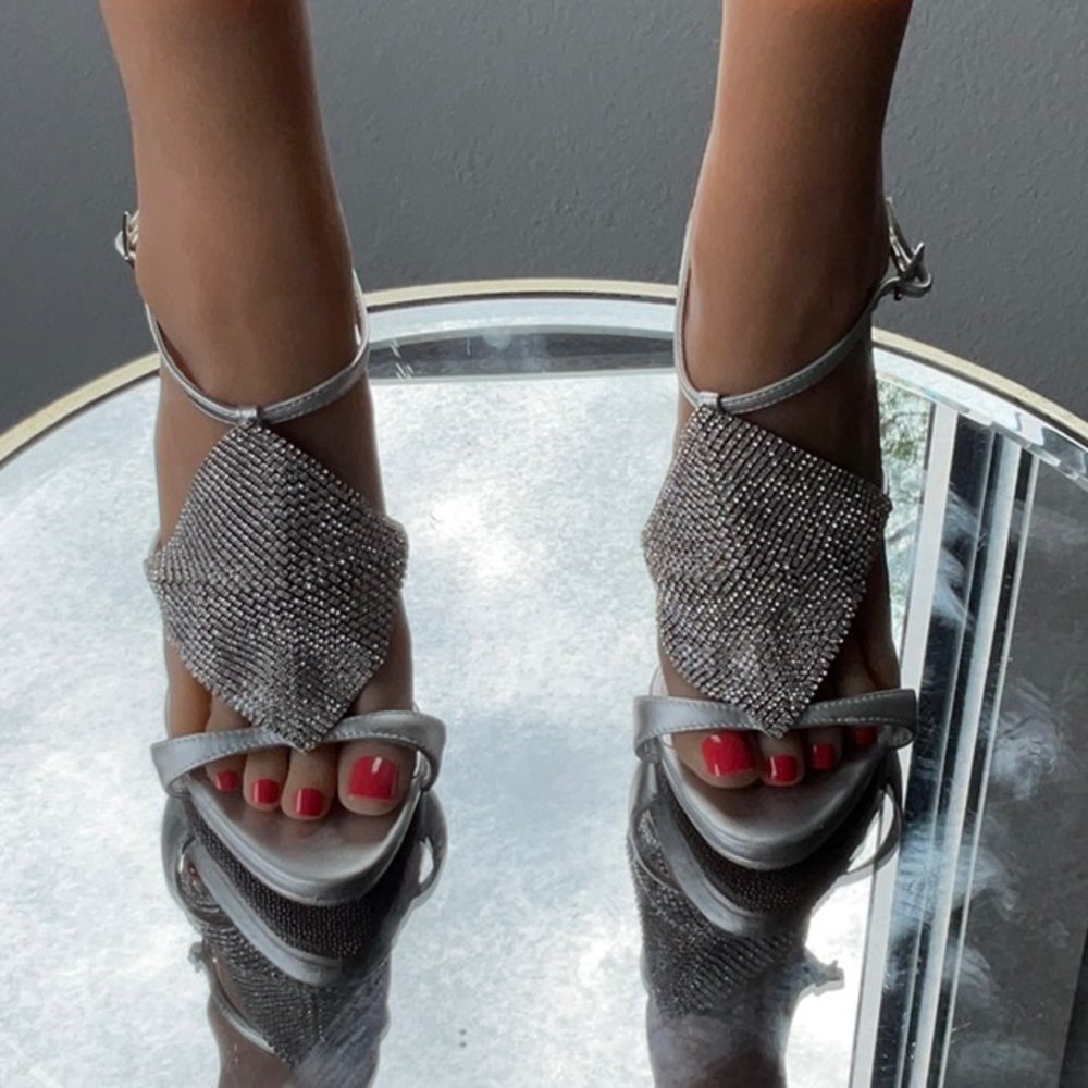 Giuseppe Zanotti Silver Crystal Embellishment Sandal